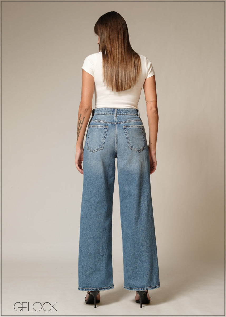 Wide Leg Ripped Jean - Long Length - 230226D – GFlock Global