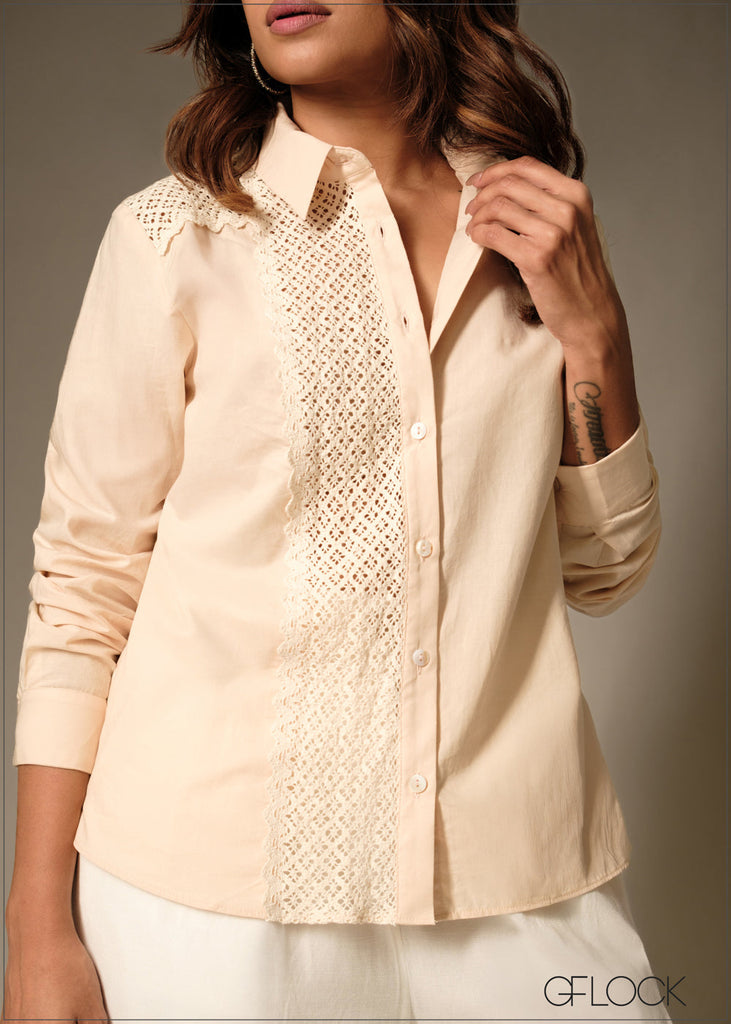 Lace Insert Shirt - 160126