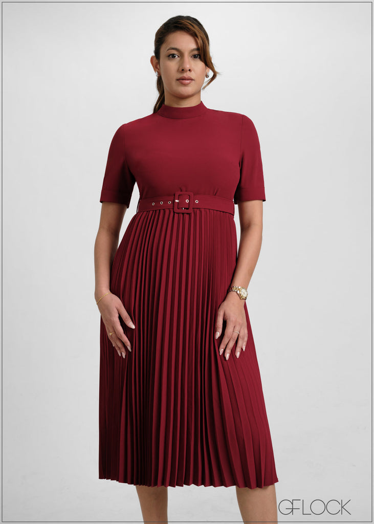 High Neck Pleated Dress - 051026