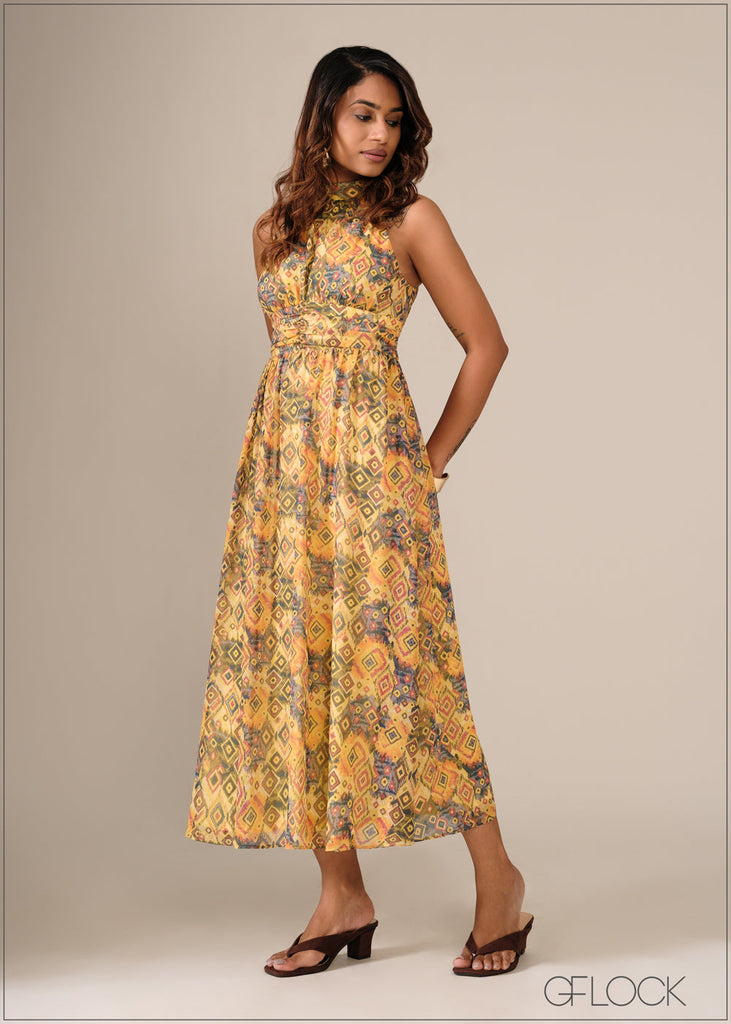 High Neck Gathered Dress - 130326