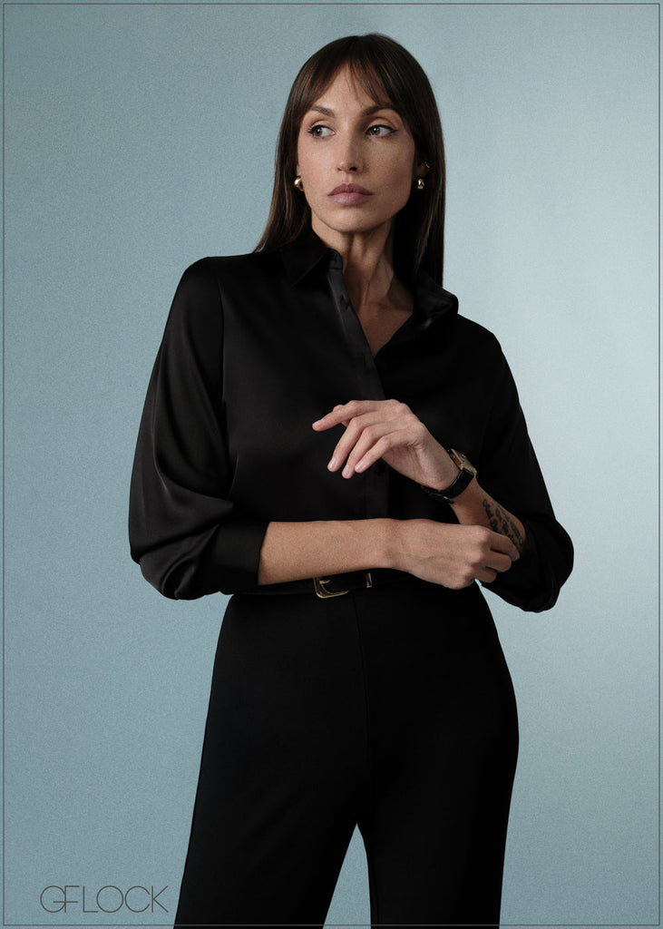 Long Sleeve Satin Shirt - 071125