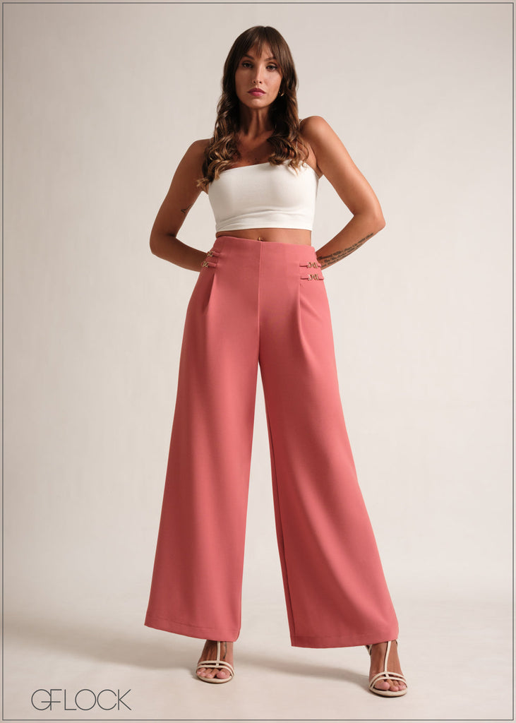 Trim Detailed High Waist Pant - 190126