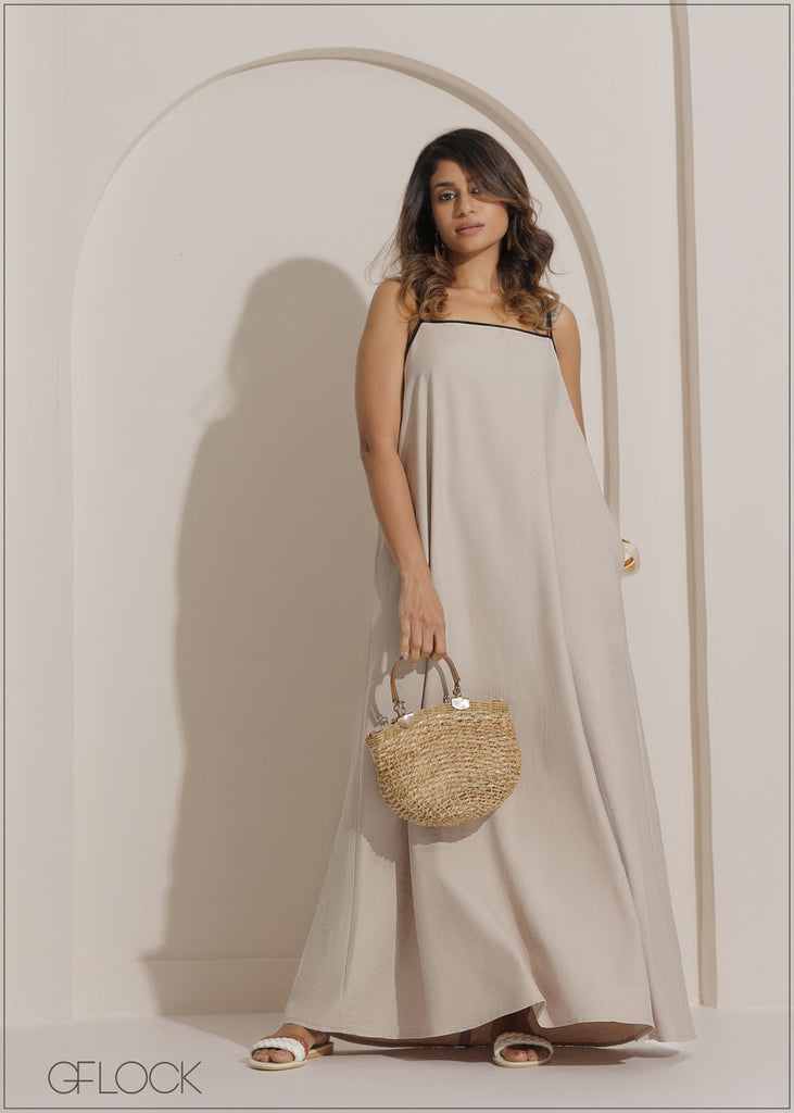 Contrast Detailed Maxi Dress - 271025