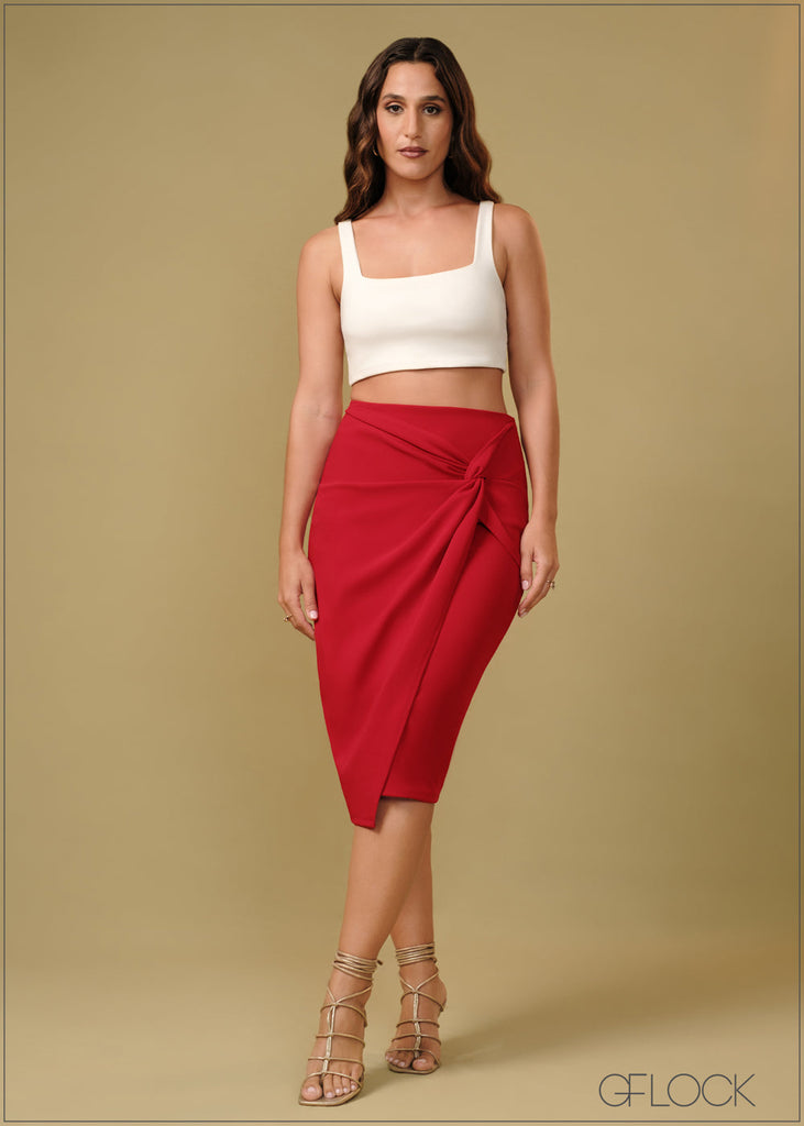 Front Wrap High Waist Skirt - 181024