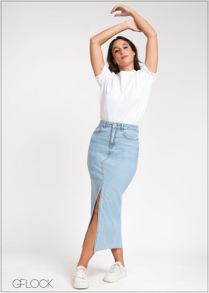 High Waist Denim Skirt - 01 - 121024