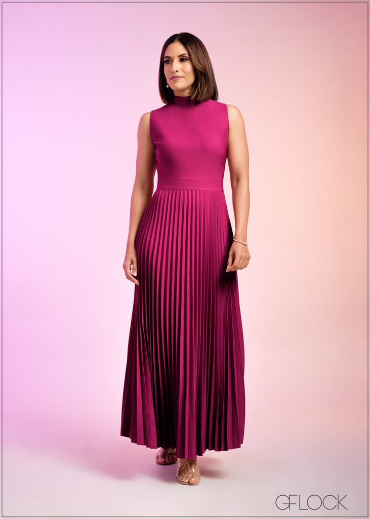 high neck pleated maxi dress kachel High Neck Pleated Maxi Dress
