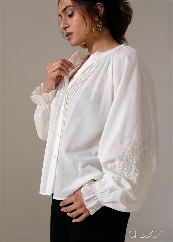 Long Sleeve Embroidered Detailed Top - 111225