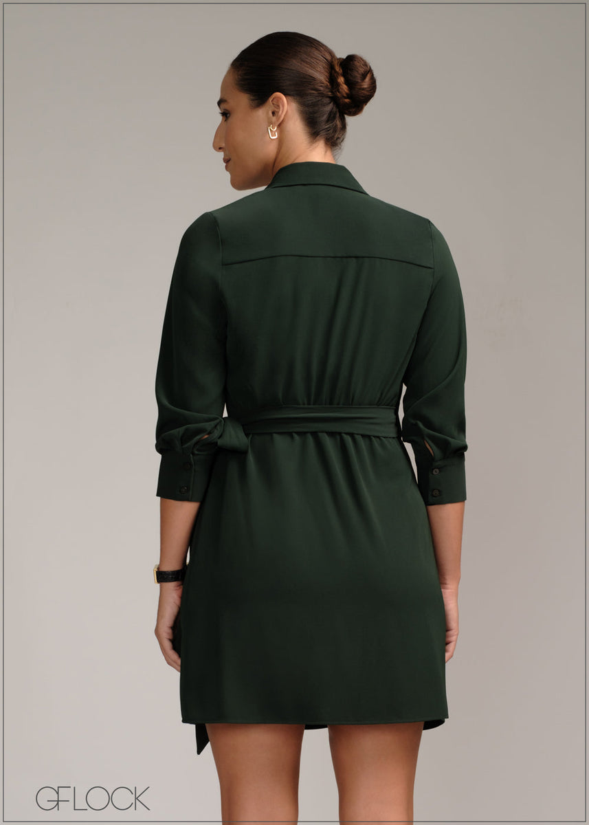 Long Sleeve Wrap Mini Dress - 120724 – GFlock Global