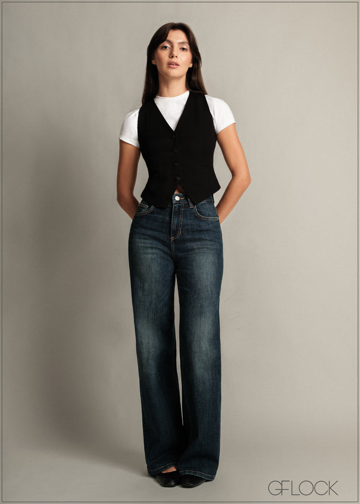 Mid Blue Wide Leg Jean - Long Length - 150726