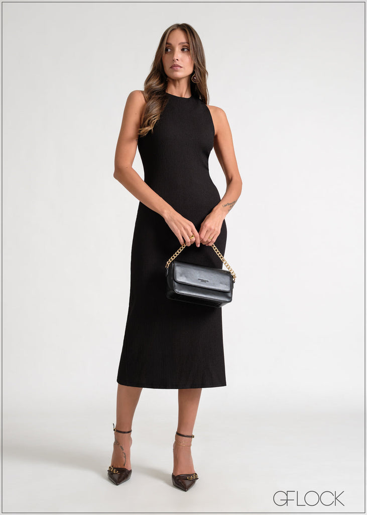 Halter Cut Bodycon Midi Dress - 170826