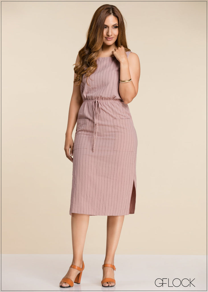 Sleeveless Waist Gathered Dress - GFLOCK.LK