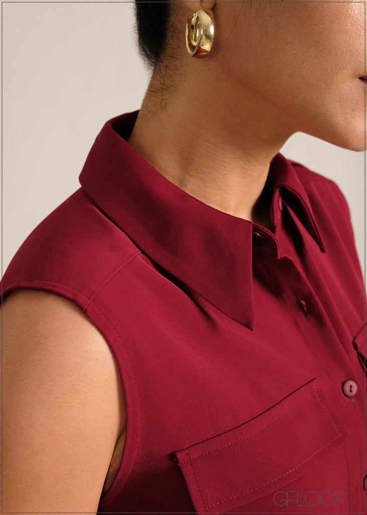 Sleeveless Collared Top - 261026