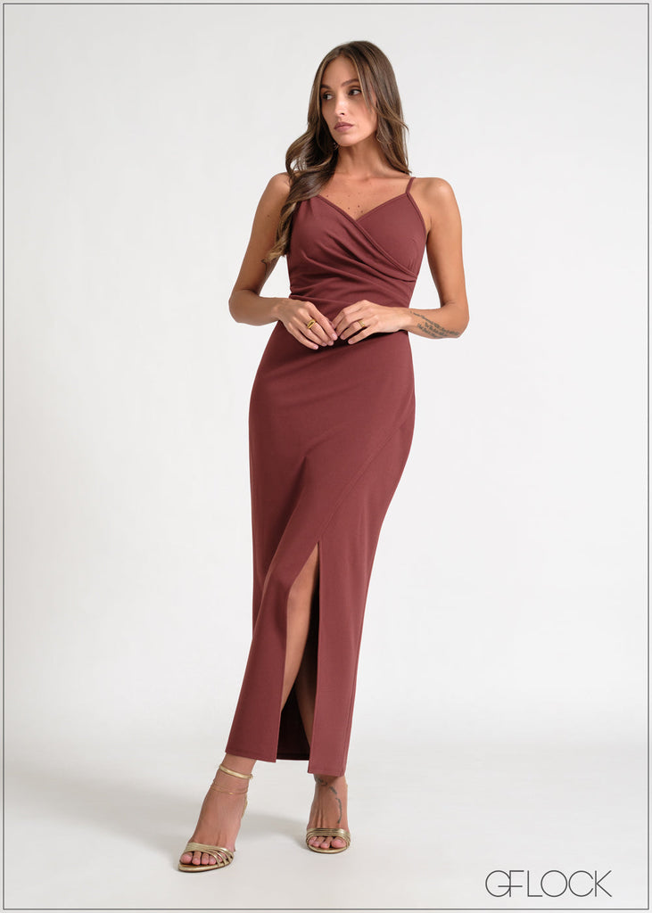 Sleeveless Pleated Detail Maxi Dress - 170826