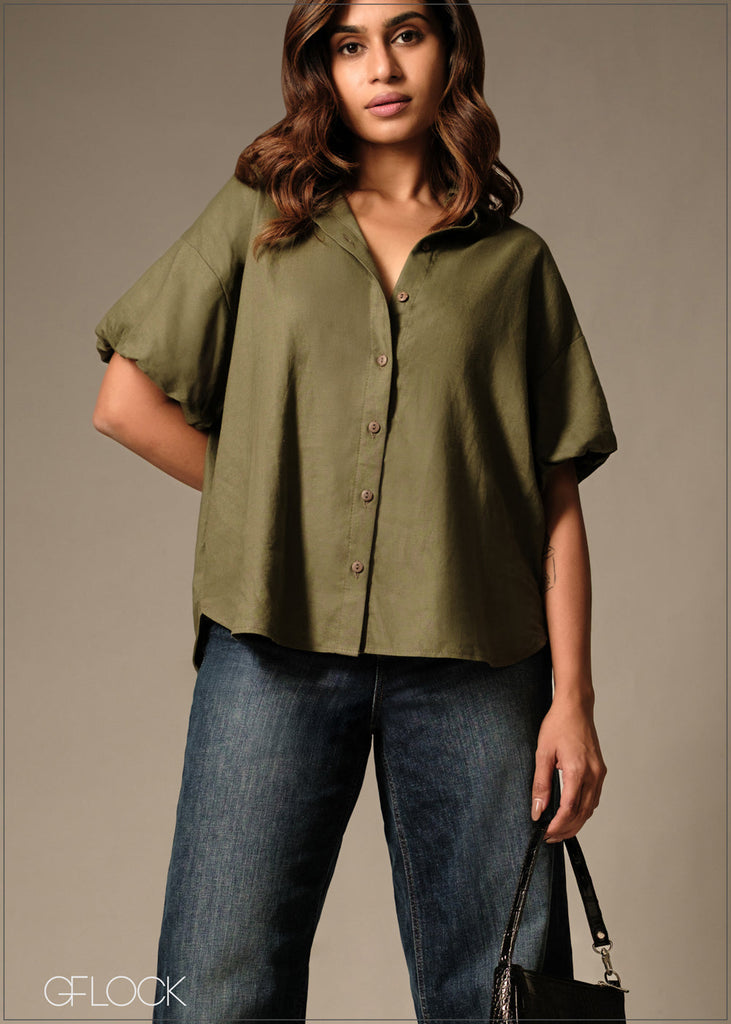 Sleeve Detail Oversized Top - 160126