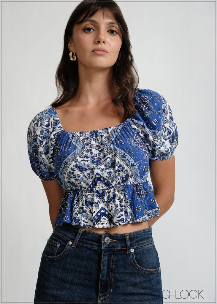Puff Sleeve Crop Top - 270426