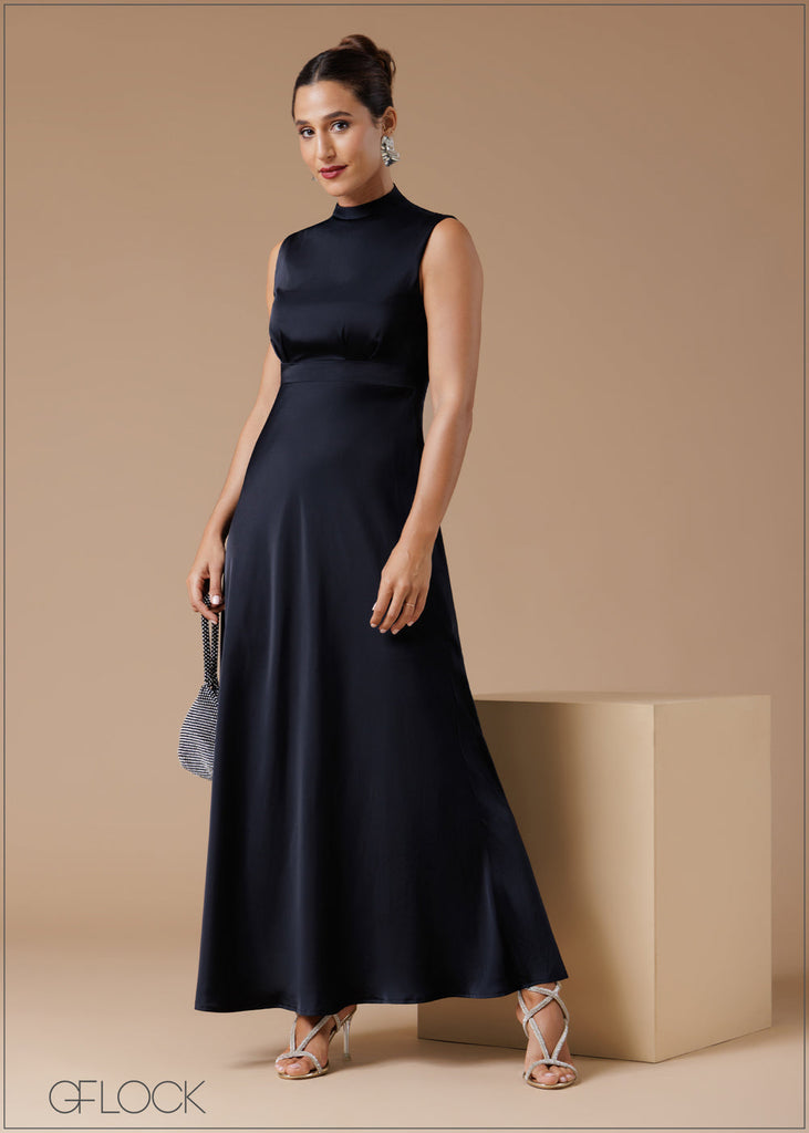 High Neck Flared Maxi Dress - 061224 GFlock Global High Neck Flared Maxi Dress - 061224 GFlock Global