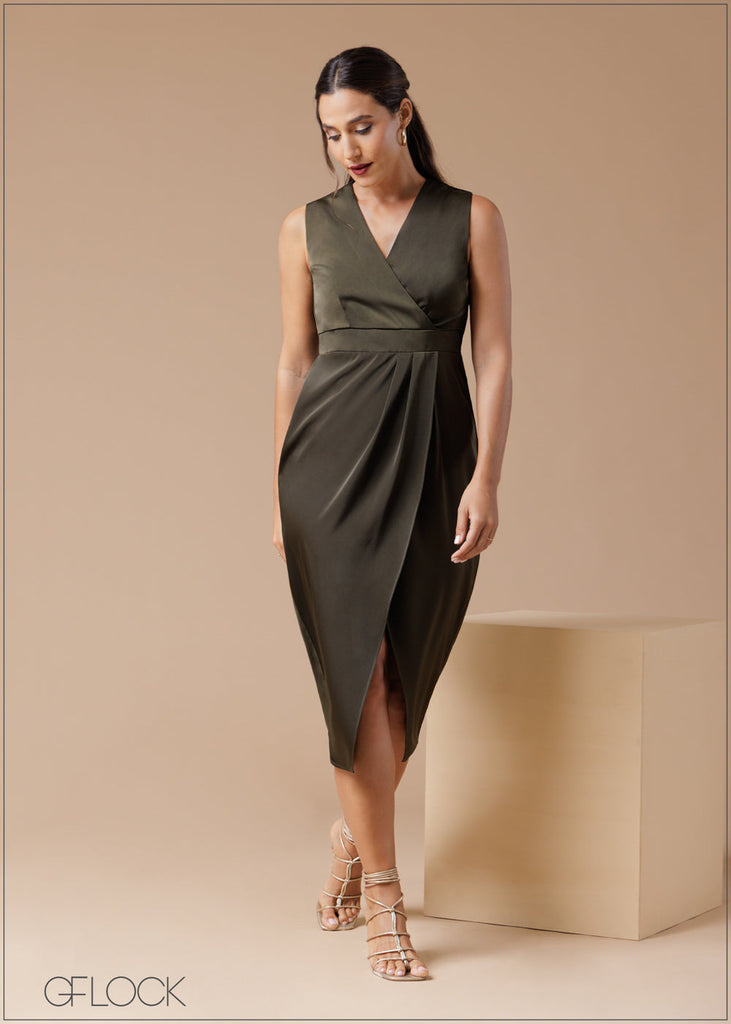 V-Neck Wrap Dress - 061224