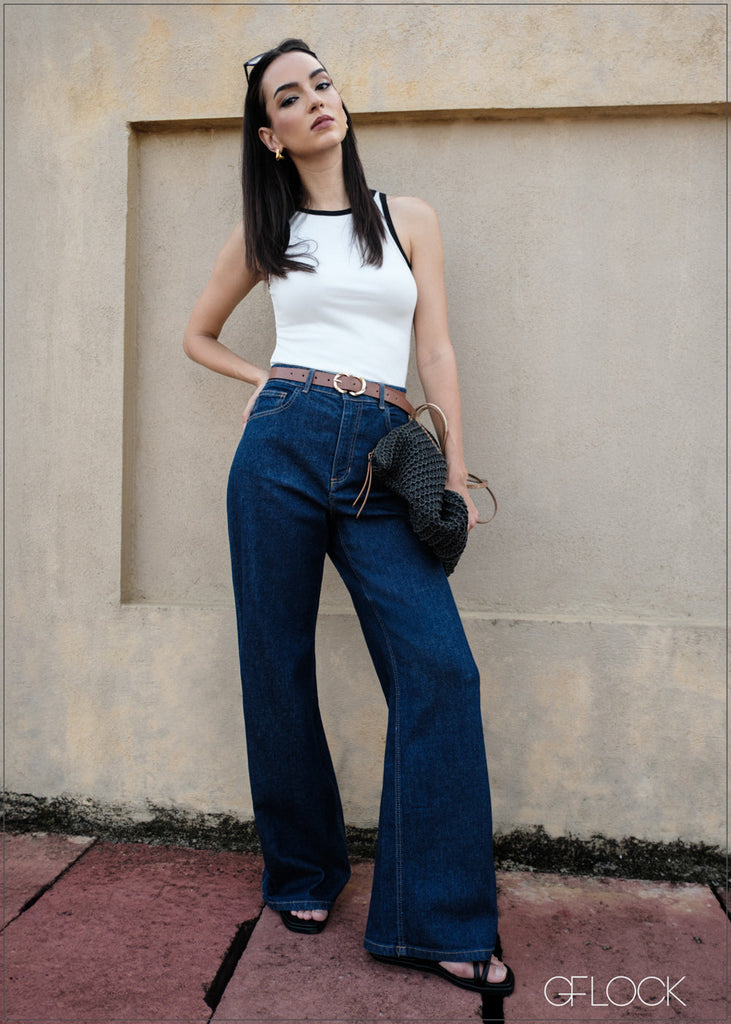 Dark Blue Wide Jean - Short Length - 090425