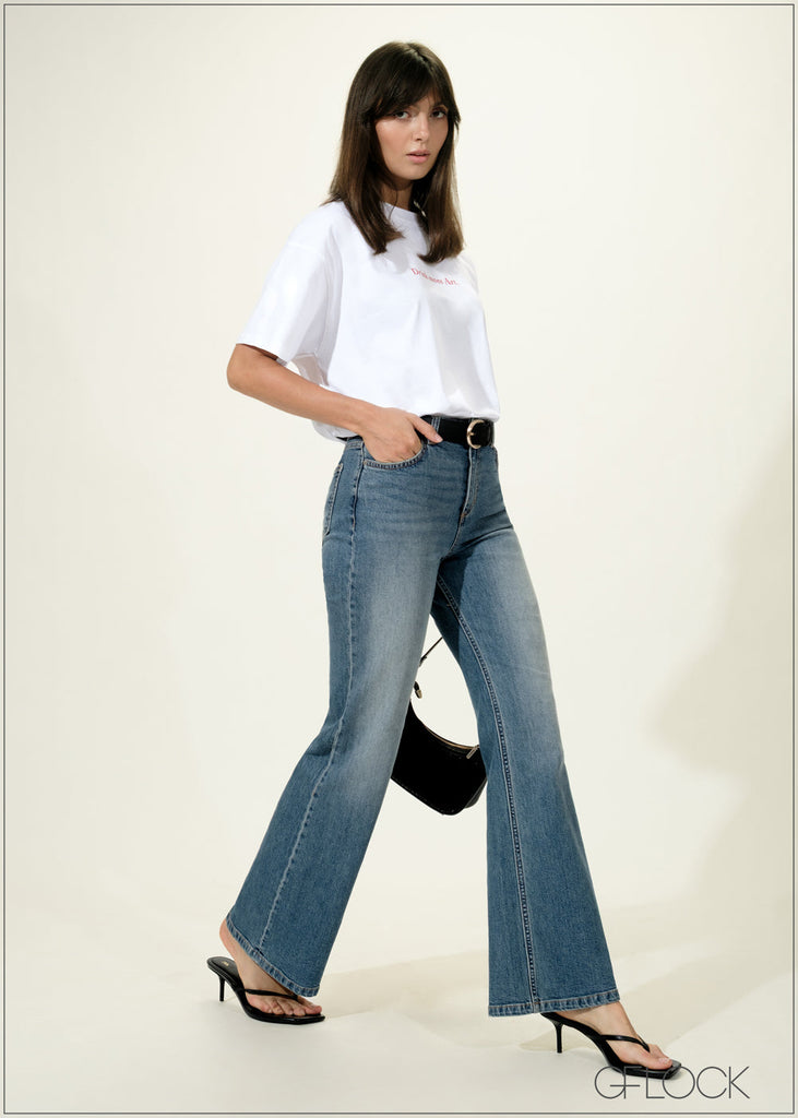 Mid Wash Bootcut Jean - Long Length - 030626