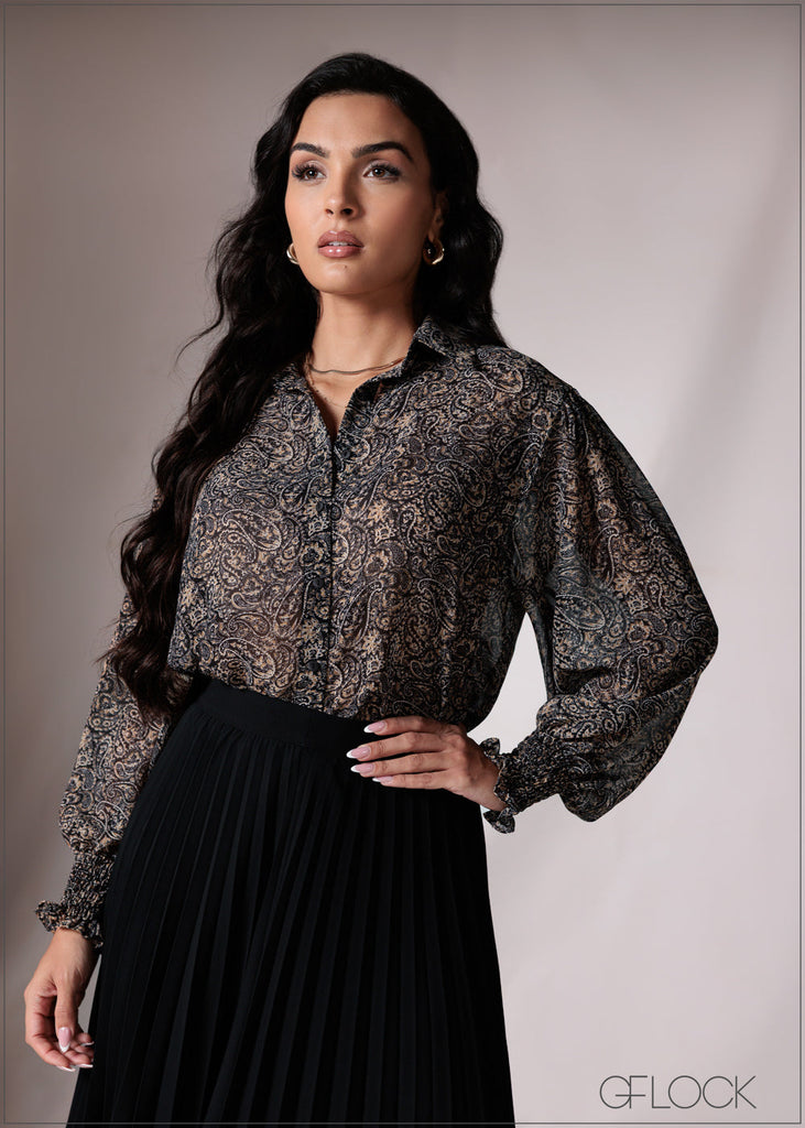 Collared Puff Sleeve Top - 151026