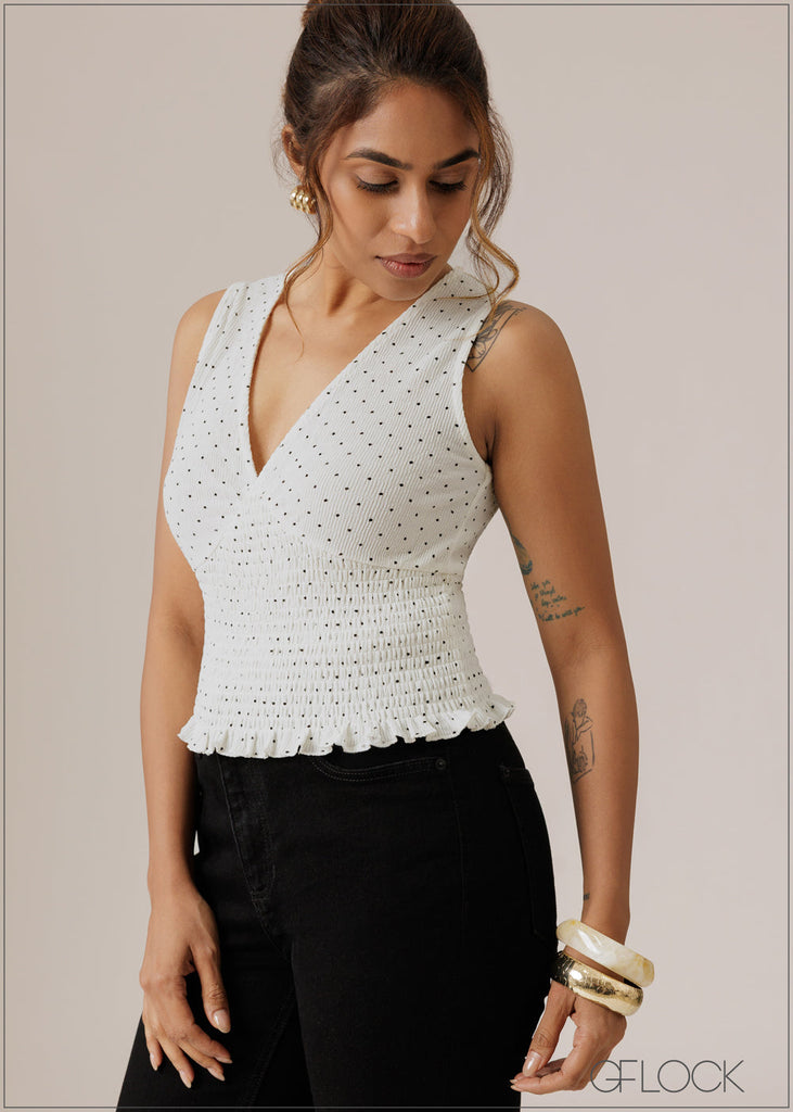 Polka Dot Smocked Top - 280926