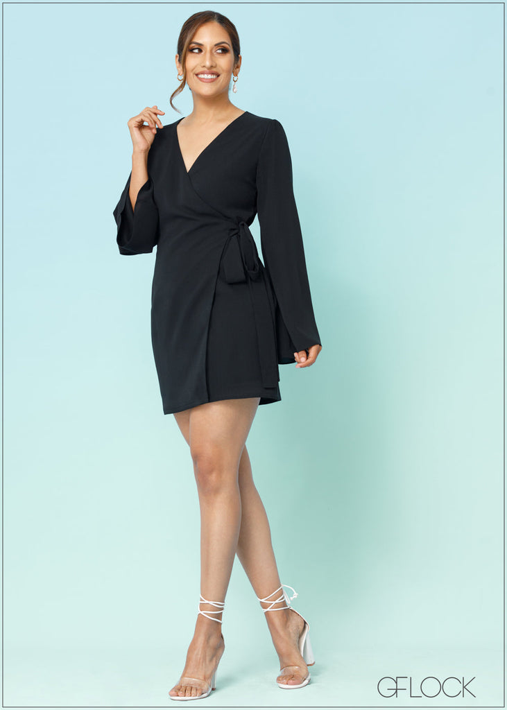 Bell Sleeve Wrap Dress - 2608