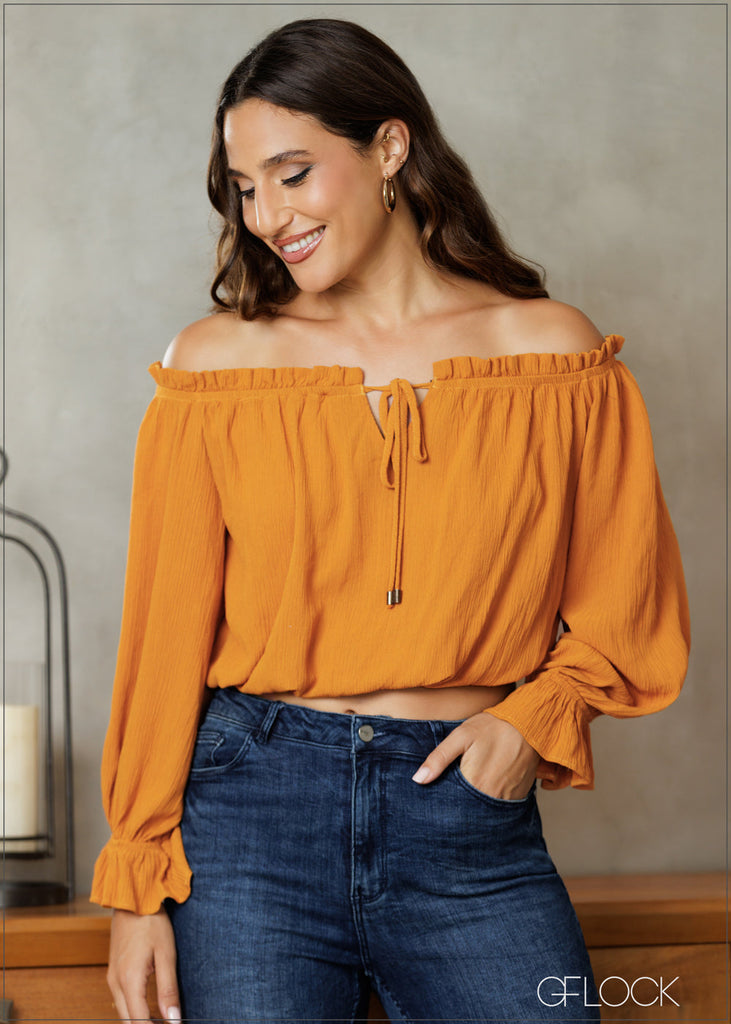 Frill Hem Off Shoulder Top - 181224