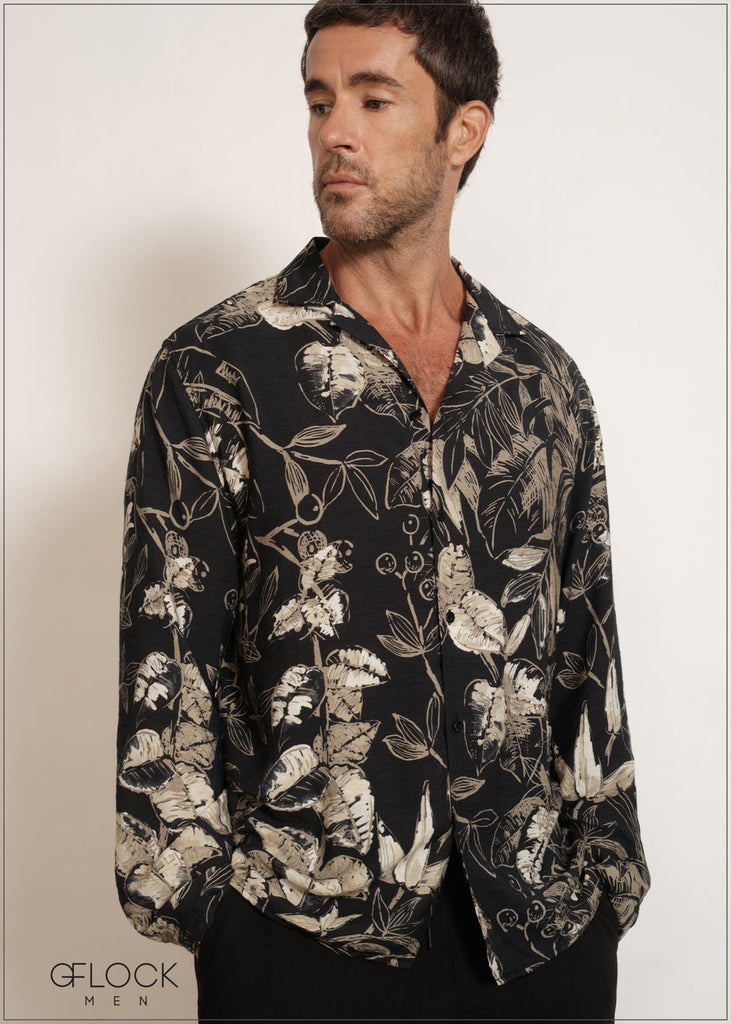 Revere Collar Long Sleeve Shirt - 200526