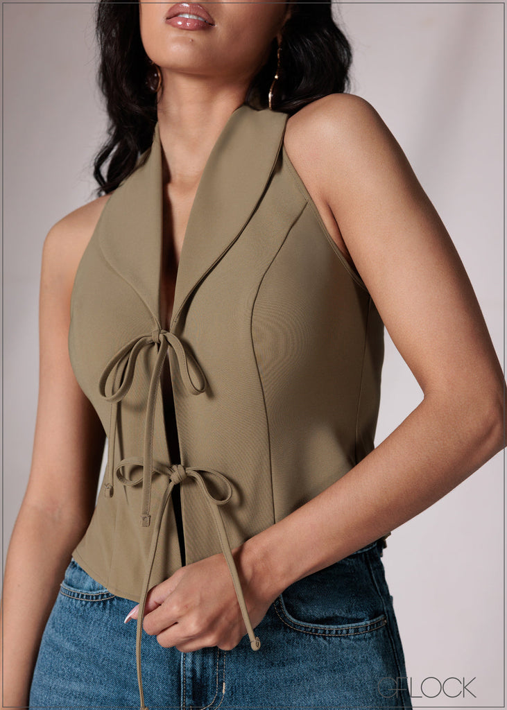 Tie-Up Collared Top - 151026