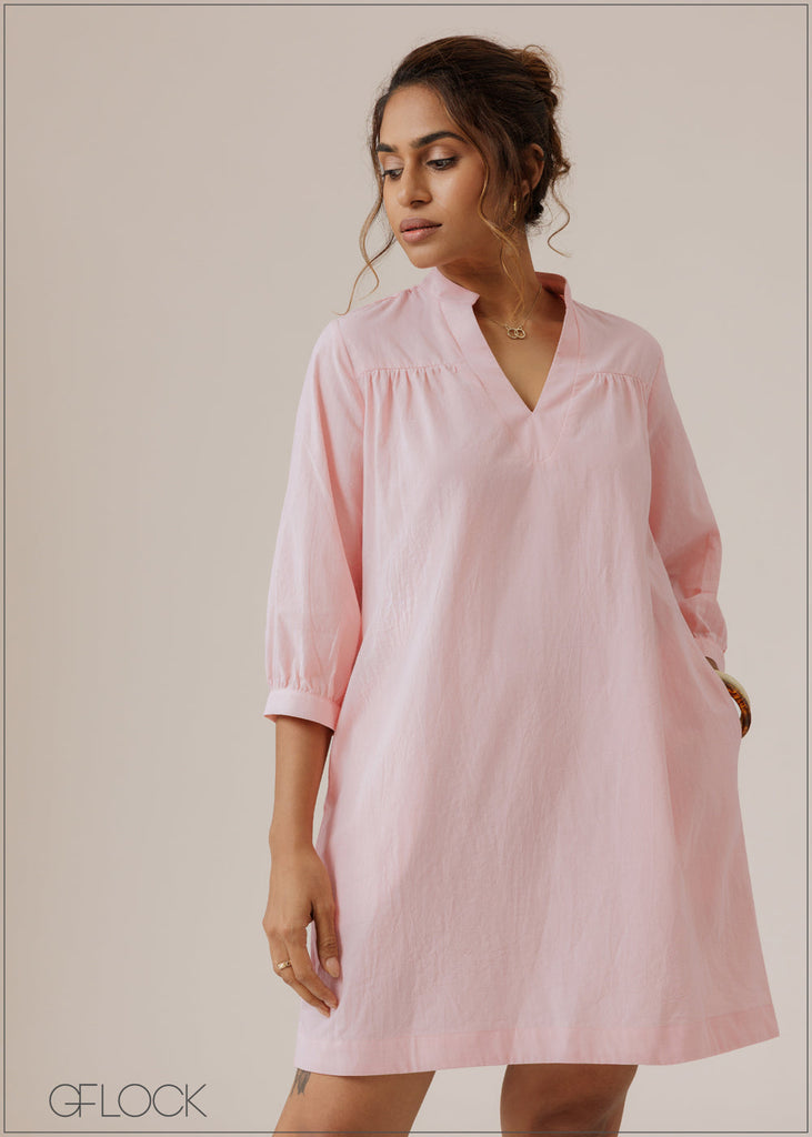 Basic Tunic Collar Dress - 280926