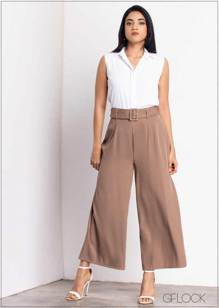 Flared Pant With Belt - 1605
