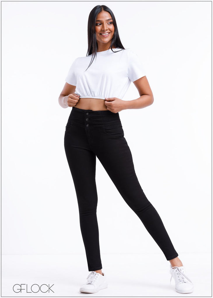 High Waist Black Jean - LJ504