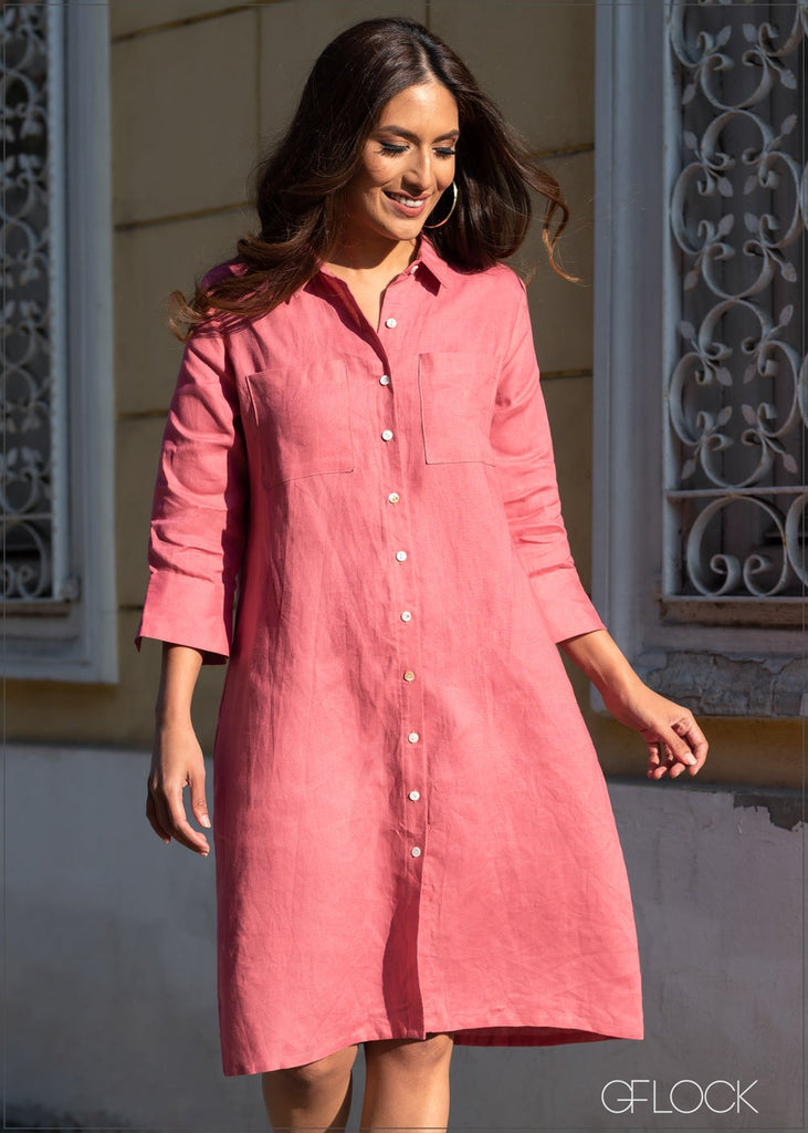 Linen Shirt Dress- 1901