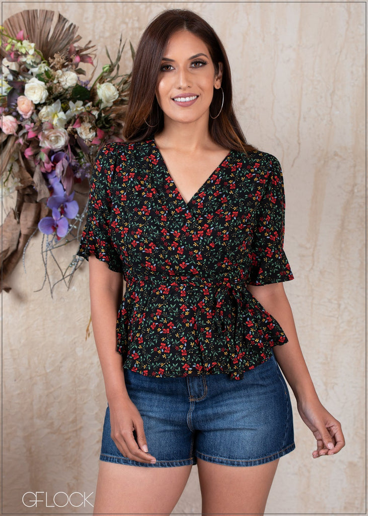 Ditsy Floral Wrap Top - 0701